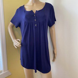 Women’s Short-sleeve Flowy Button-up Tunic Top – Size XL